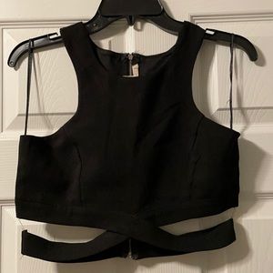 WILDCAT Black Crop Top w CutOuts
